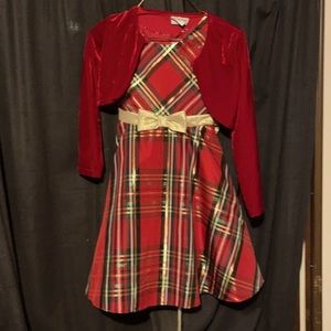 Girls plaid Christmas dress.
